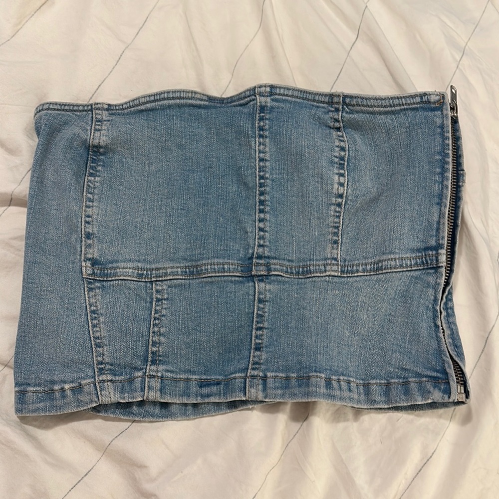 Zara Denim tube top zip up shirt